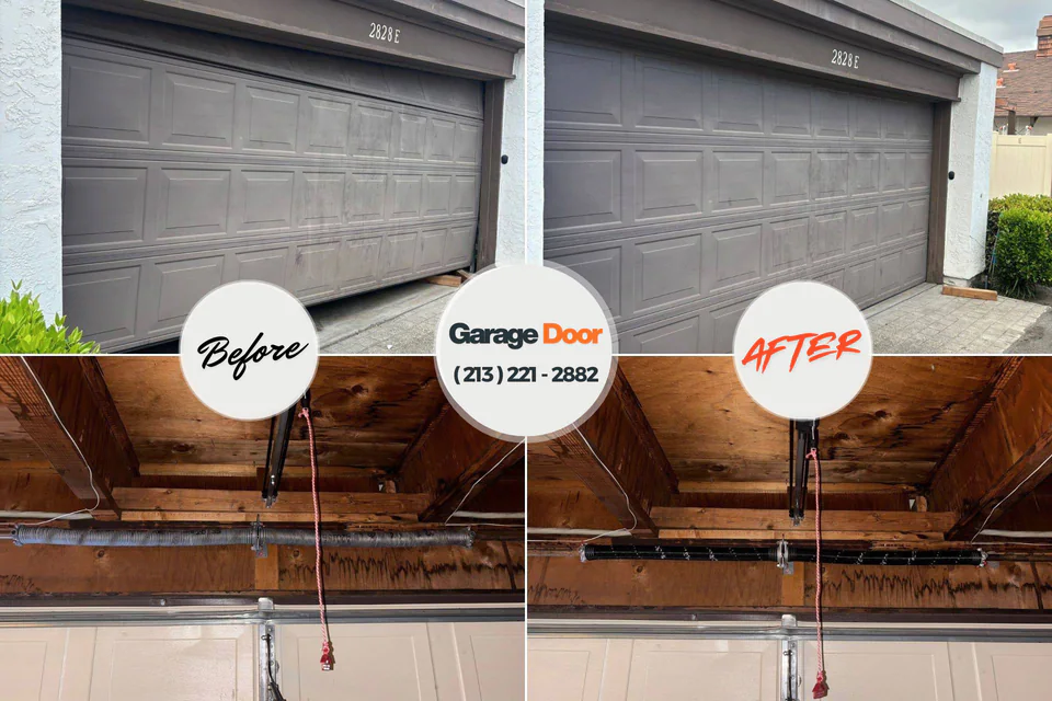 Before and after: garage door repair Flat Top Mountain, TN